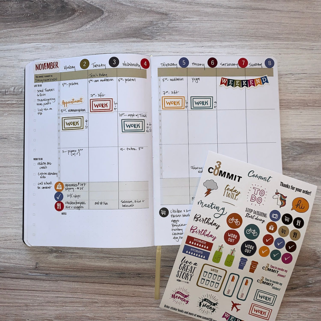 Undated Day Planner with stickers