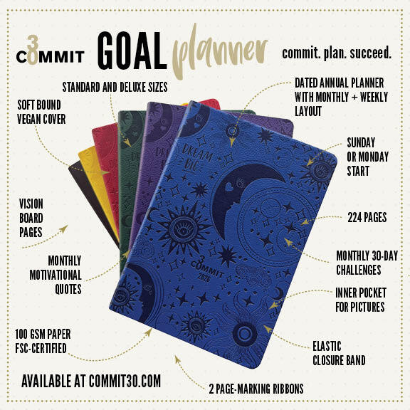 Commit30 2026 Planner with Vegan Leather Cover for Goal Tracking