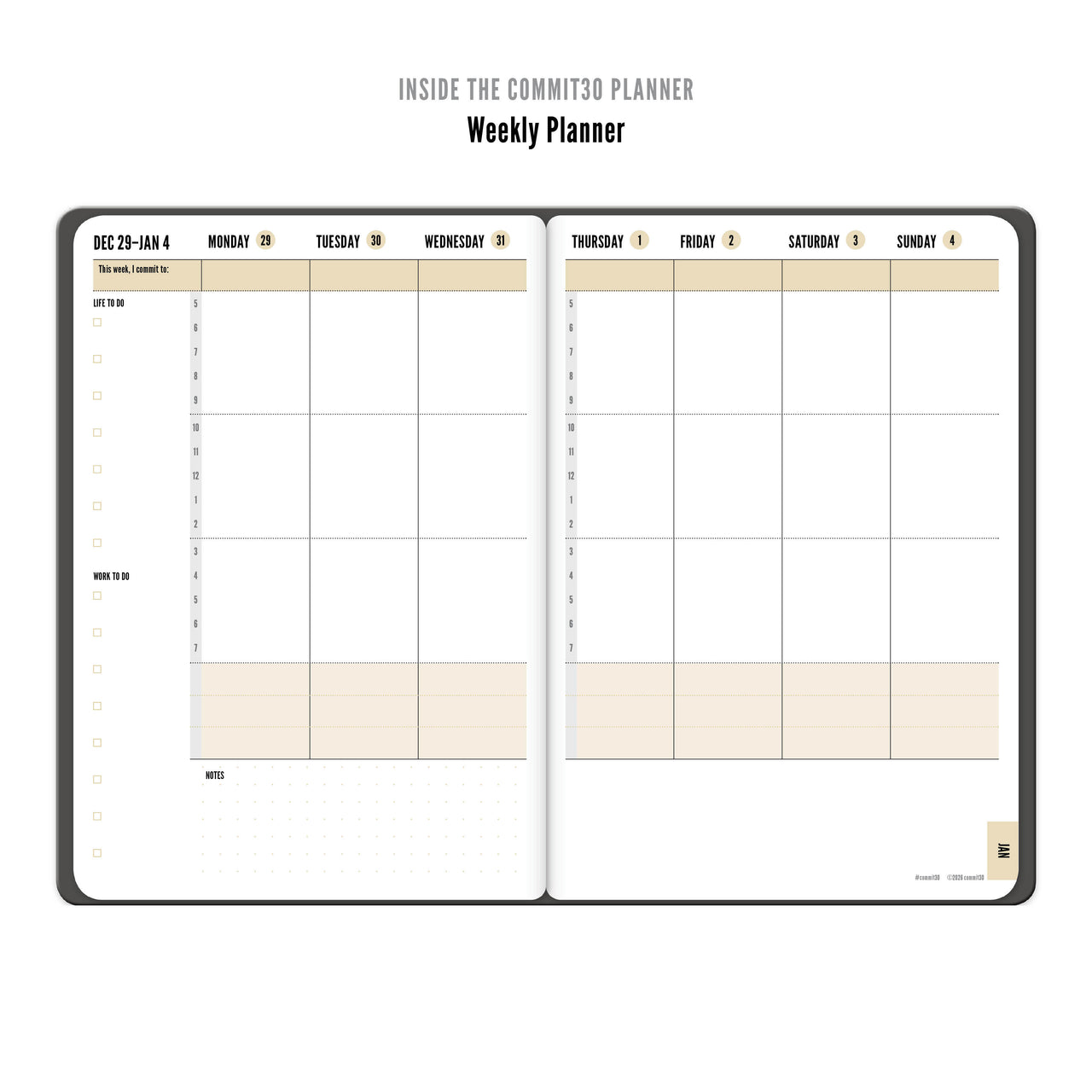 Commit Planner 2026 Weekly Goal Planner – Daily & Monthly Layouts | Commit30