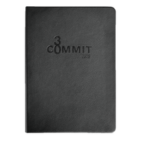 2026 Planner - Black planner with 'COMMIT30' branding on a white background