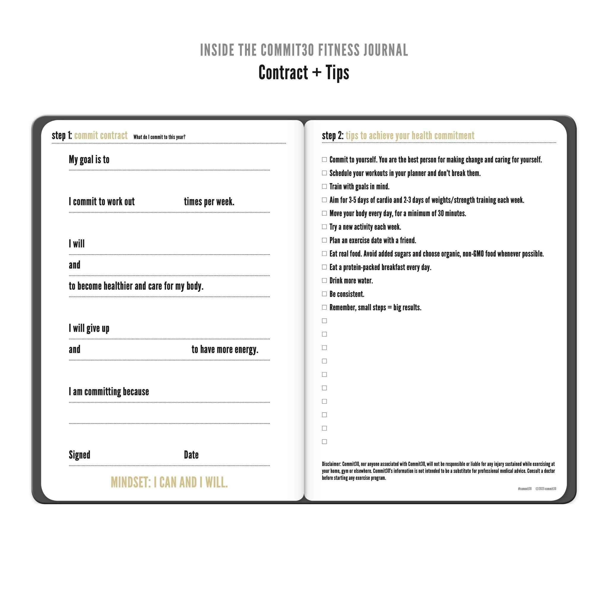 Commit30 Journal Health & Fitness Journal, Crush Your Fitness Goals Today! | Commit30