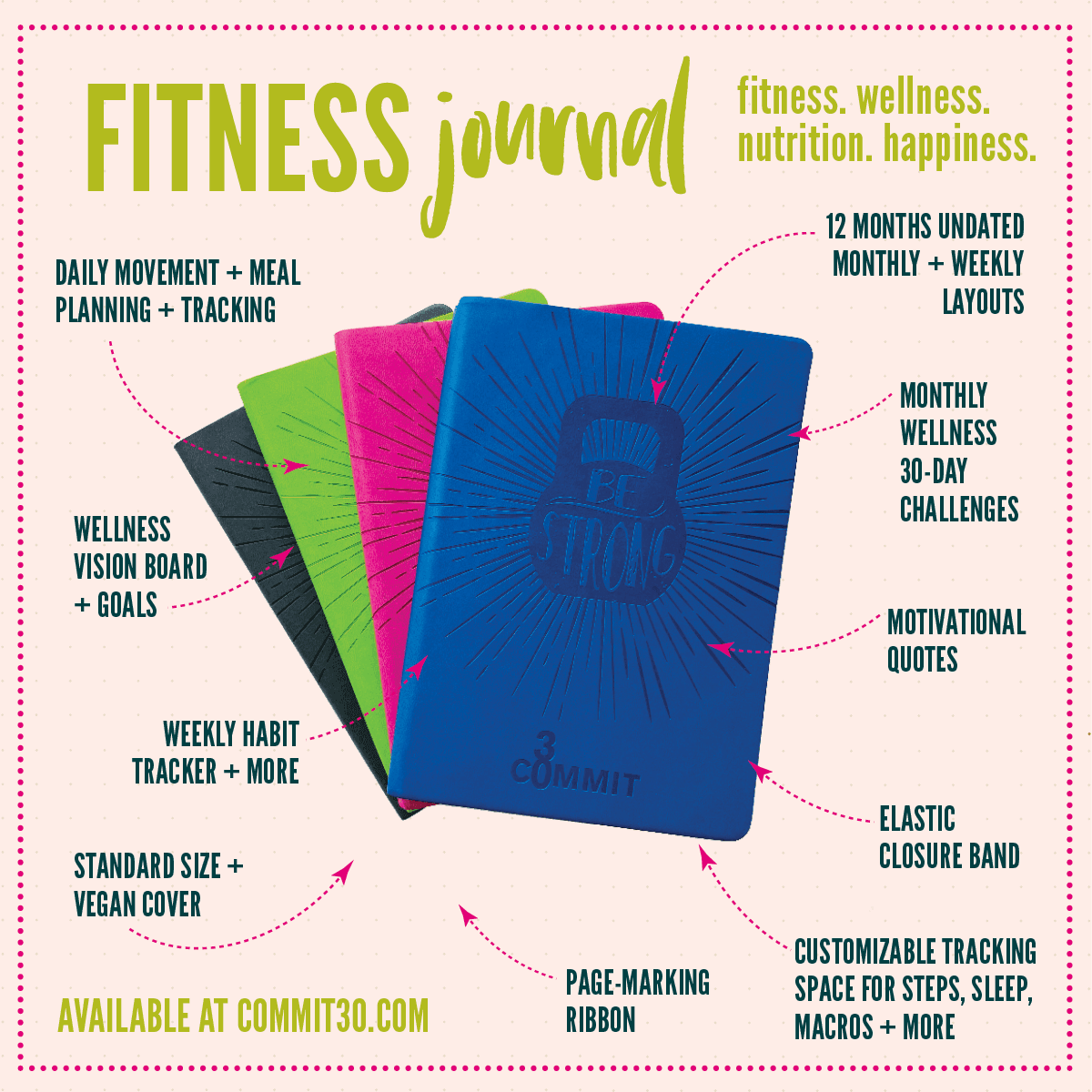 Commit30 Journal Health & Fitness Journal, Crush Your Fitness Goals Today! | Commit30