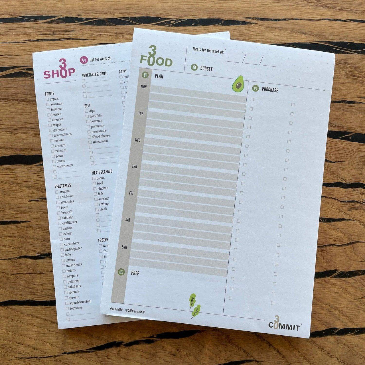 Paper Notepads for Productivity, Meal Planning, Shopping - Commit30