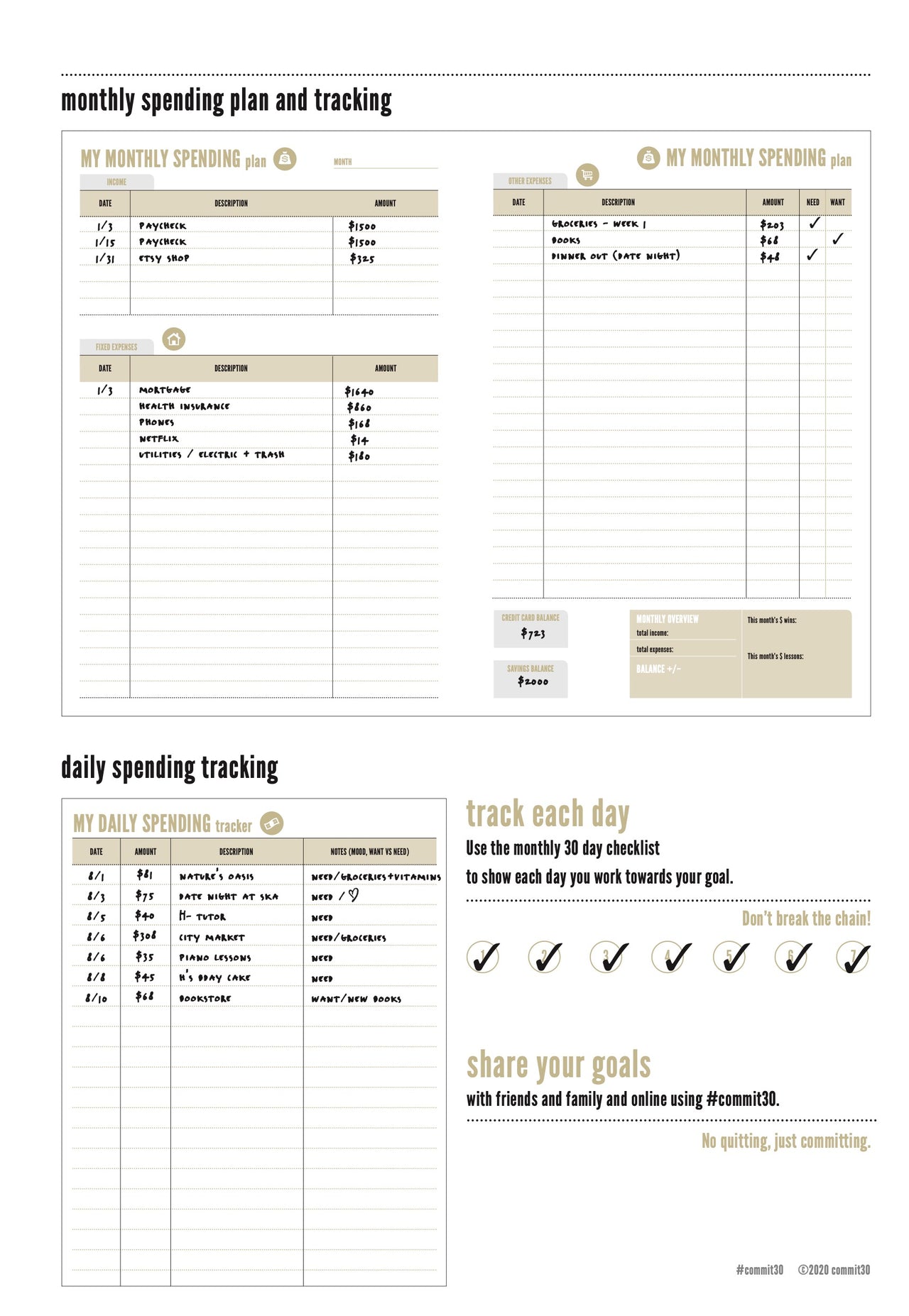 Money Journal - Printable PDF