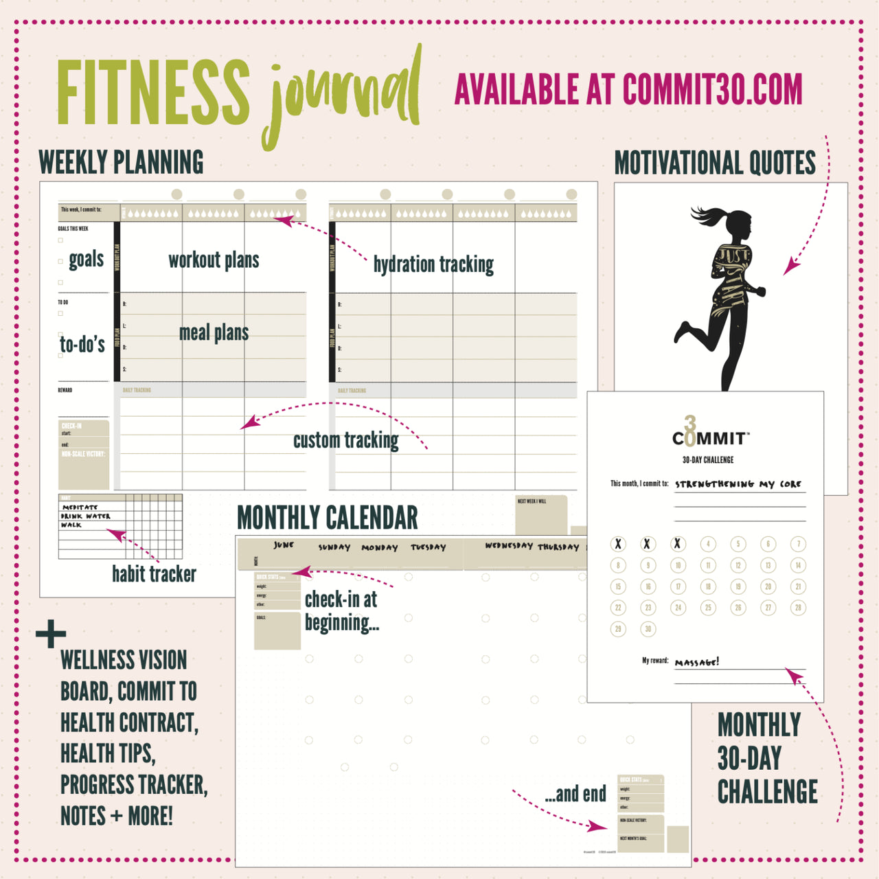 Fitness Journals: Fitness Journal: Fitness Journal and Food Planner Diary  in One: 12 Month Diet and Fitness Journal (Paperback)