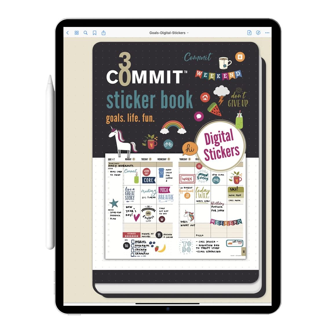 Functional Digital Stickers  Productivity and Goal Widget