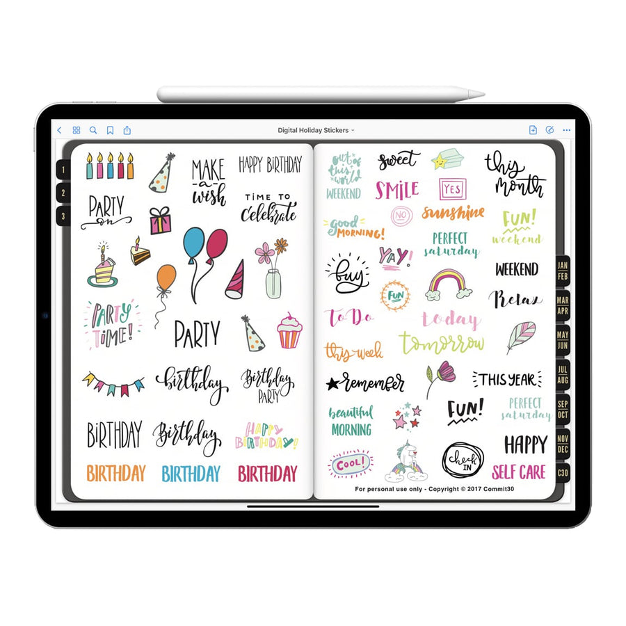 Digital Stickers | HOLIDAY EDITION | Transparent, Pre-cropped | GoodNotes,  Notability, iPad/Tablet | Stickers for Holidays & Occasions